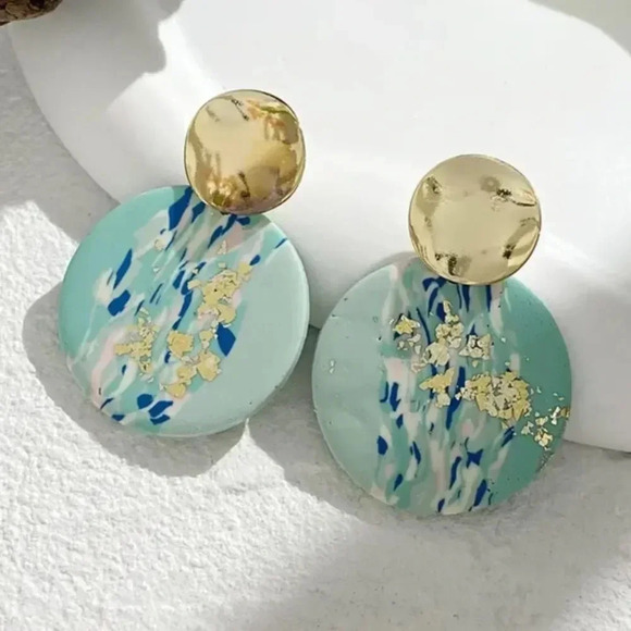 Free People Marble Light Blue Earrings - Picture 1 of 6